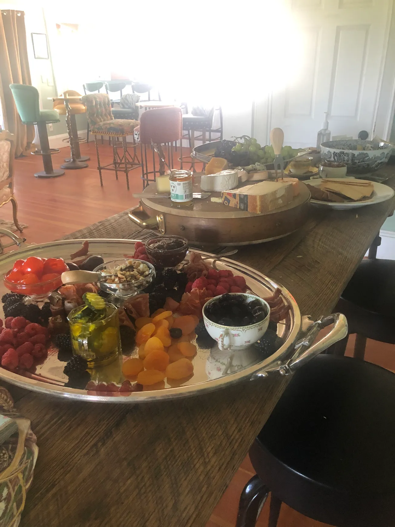 A charcuterie and fruit platter